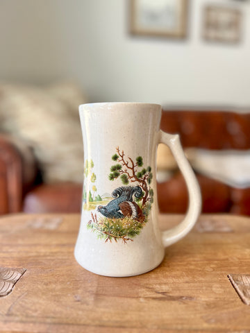 Stoneware beer stein mug with bird $10