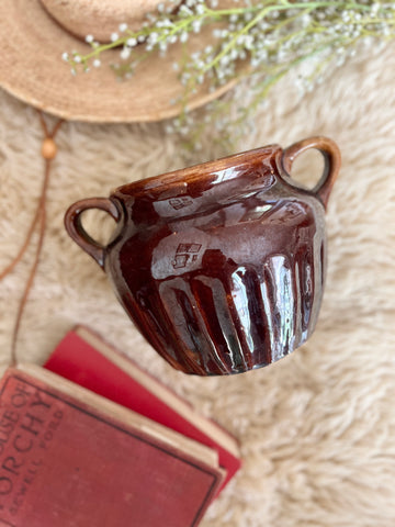 Brown pottery crock / planter / vase $18